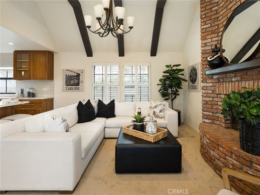 Chandelier, Interior, Living room, Recessed Lighting, Stone Walls, Wooden Beams