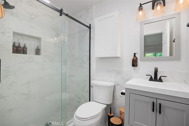 Bathroom, Glass Shower, Interior, Marble Walls