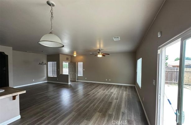 Empty room, Interior, Pendant Lights, Wood Texture Flooring