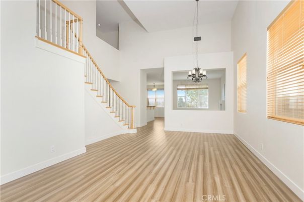 Chandelier, Empty room, Interior, Pendant Lights, Wood Texture Flooring