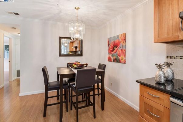 Chandelier, Dining room, Interior, Wood Texture Flooring