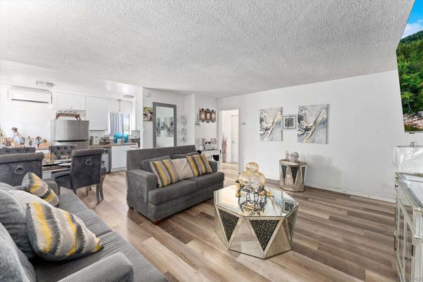 Interior, Kitchen, Living room, Stainless Steel Appliances, Wood Texture Flooring