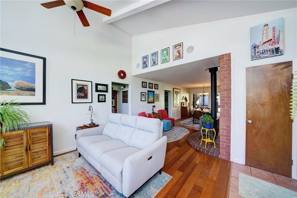Dining room, Interior, Living room, Pendant Lights, Wood Texture Flooring