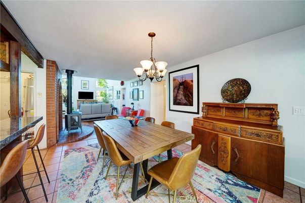 Chandelier, Dining room, Fireplace, Interior