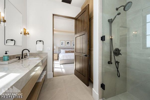 Bathroom, Bedroom, Dual Sink Vanities, Glass Shower, Interior, Recessed Lighting
