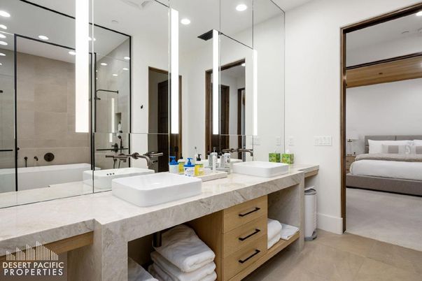 Bathroom, Dual Sink Vanities, Glass Shower, Interior, Recessed Lighting