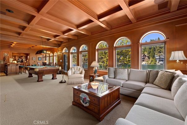 Billiard Table, Game Room, Interior, Living room, Pendant Lights, Wooden Beams, Wooden Ceilings, Wooden Walls