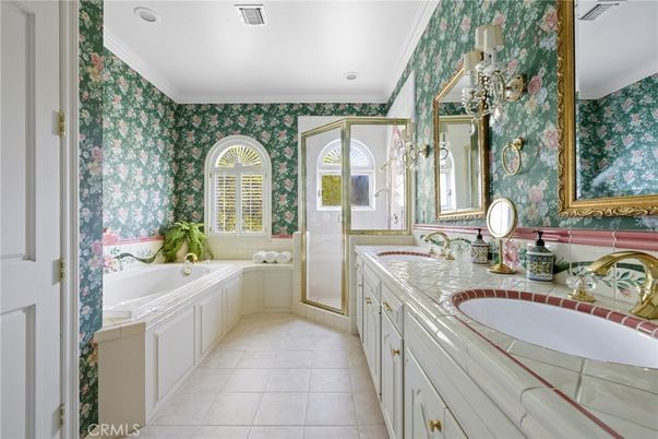 Bathroom, Dual Sink Vanities, Interior, Recessed Lighting, Tile Countertops
