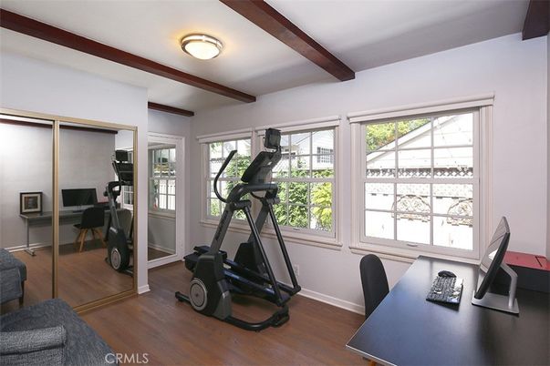 Fitness Equipment, Home Office, Interior, Wooden Beams, Wood Texture Flooring