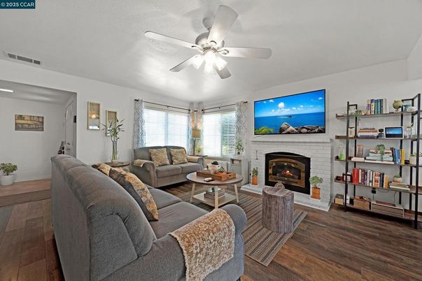 Fireplace, Interior, Living room, Wood Texture Flooring