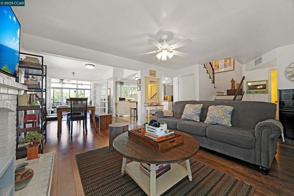 Dining room, Fireplace, Interior, Living room, Wood Texture Flooring