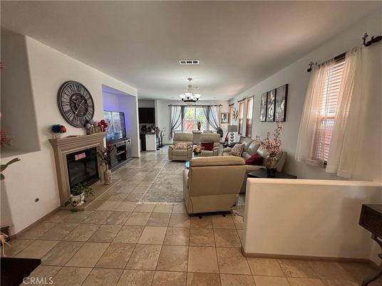 Chandelier, Fireplace, Interior, Living room