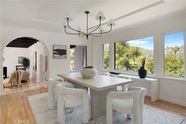 Chandelier, Dining room, Interior, Wood Texture Flooring