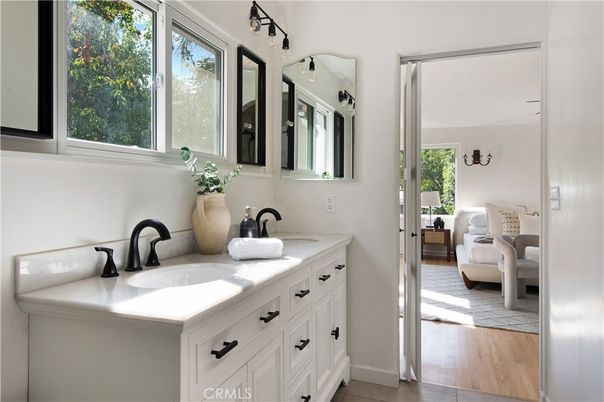 Bathroom, Dual Sink Vanities, Interior, Wood Texture Flooring