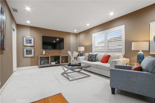 Interior, Living room, Recessed Lighting, Wood Texture Flooring