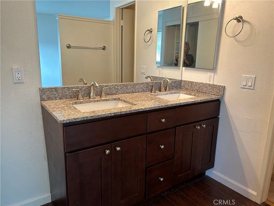 Bathroom, Dual Sink Vanities, Interior, Wood Texture Flooring