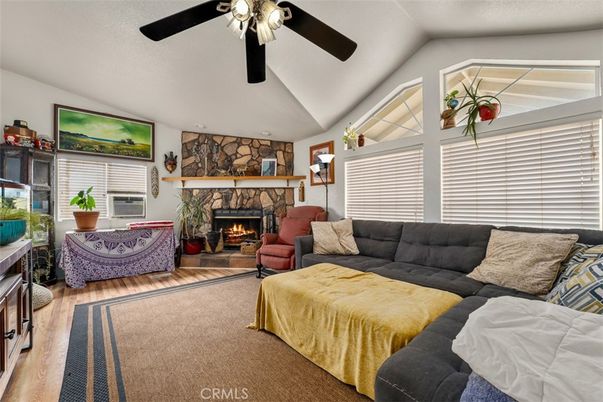 Fireplace, Interior, Living room, Stone Walls, Wood Texture Flooring