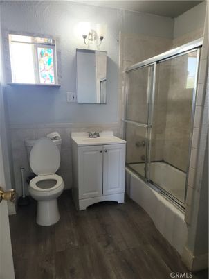 Bathroom, Glass Shower, Interior, Wood Texture Flooring