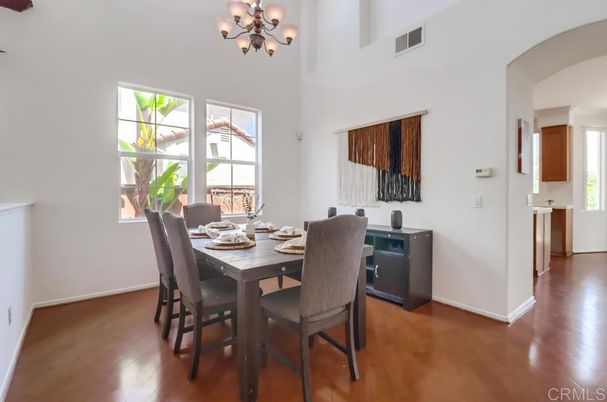 Chandelier, Dining room, Interior, Wood Texture Flooring
