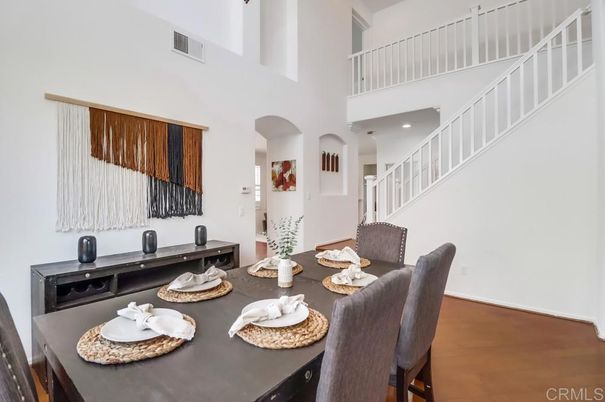 Dining room, Interior, Recessed Lighting, Wood Texture Flooring