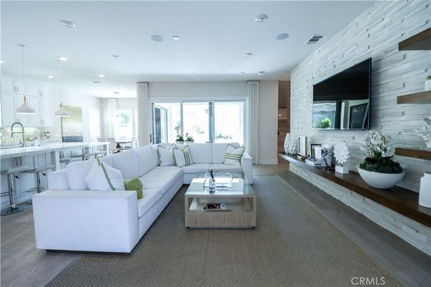 Fireplace, Interior, Kitchen, Living room, Pendant Lights, Recessed Lighting, Wooden Walls