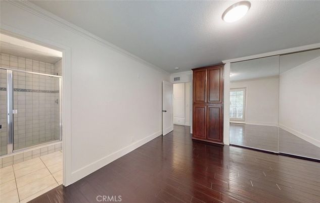 Bathroom, Empty room, Glass Shower, Interior, Wood Texture Flooring
