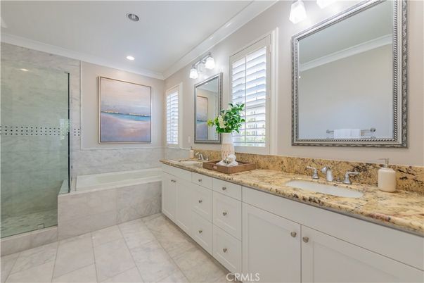 Bathroom, Dual Sink Vanities, Glass Shower, Interior, Recessed Lighting