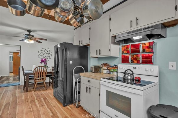 Dining room, Interior, Kitchen, Tile Countertops, Wood Texture Flooring