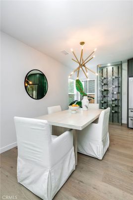 Dining room, Interior, Pendant Lights, Wine Storage, Wood Texture Flooring