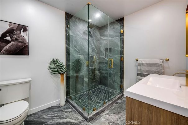 Bathroom, Glass Shower, Interior, Recessed Lighting