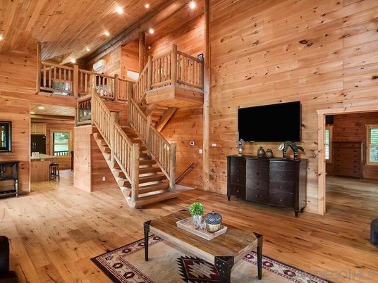 Interior, Living room, Recessed Lighting, Wooden Ceilings, Wood Texture Flooring, Wooden Walls