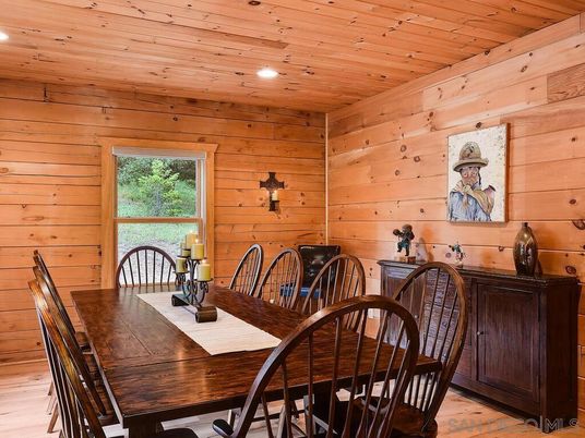 Dining room, Interior, Recessed Lighting, Wooden Ceilings, Wood Texture Flooring, Wooden Walls