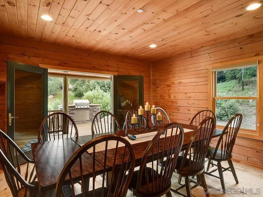 Dining room, Interior, Recessed Lighting, Wooden Ceilings, Wood Texture Flooring, Wooden Walls