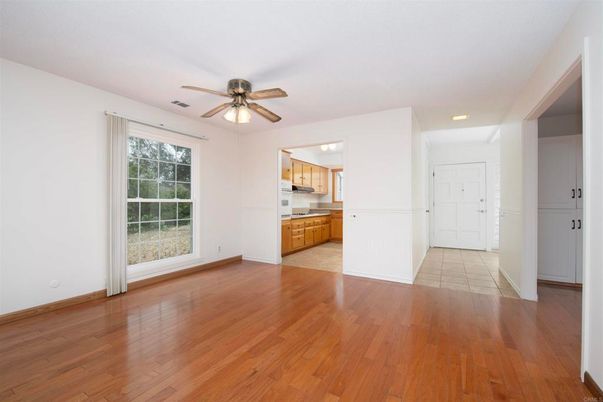 Empty room, Interior, Kitchen, Recessed Lighting, Wood Texture Flooring