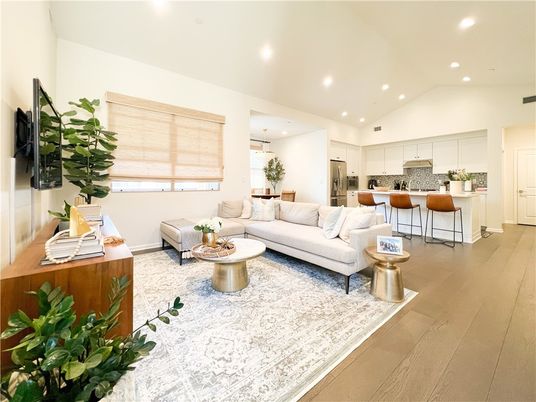 Interior, Kitchen, Living room, Recessed Lighting, Wood Texture Flooring