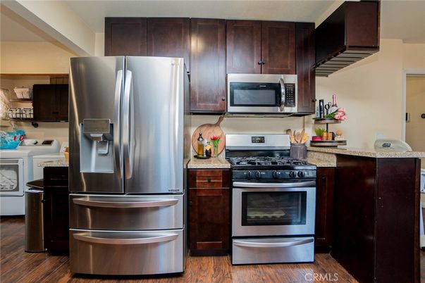 Interior, Kitchen, Stainless Steel Appliances, Wood Texture Flooring