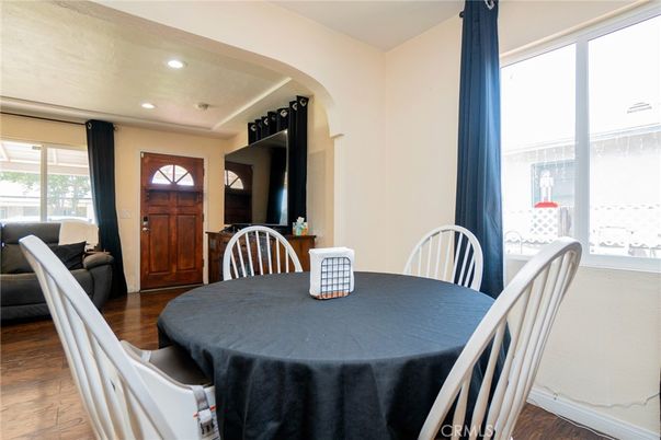 Dining room, Interior, Recessed Lighting, Wood Texture Flooring