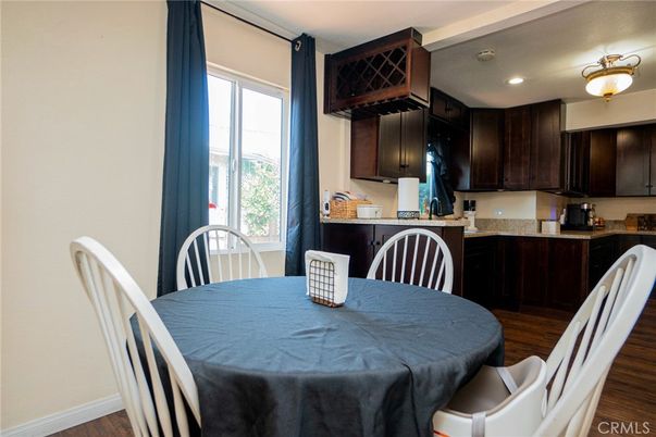 Dining room, Interior, Kitchen, Recessed Lighting, Wood Texture Flooring