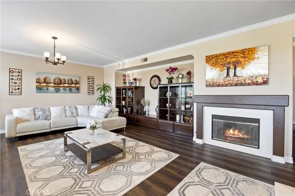 Chandelier, Fireplace, Interior, Living room, Wood Texture Flooring
