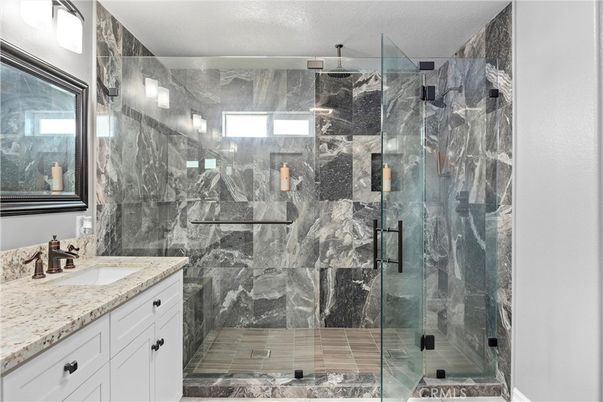 Bathroom, Glass Shower, Interior, Marble Walls