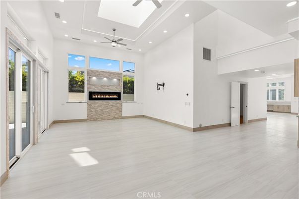Empty room, Fireplace, Interior, Recessed Lighting