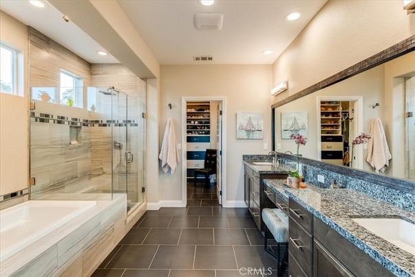Bathroom, Dual Sink Vanities, Glass Shower, Interior, Recessed Lighting