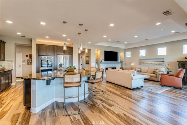 Interior, Kitchen, Living room, Pendant Lights, Recessed Lighting, Stainless Steel Appliances, Wood Texture Flooring