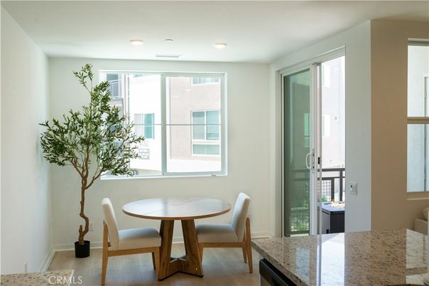 Dining room, Interior, Recessed Lighting, Wood Texture Flooring