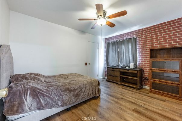 Bedroom, Interior, Stone Walls, Wood Texture Flooring