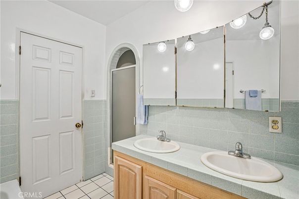 Bathroom, Dual Sink Vanities, Glass Shower, Interior, Tile Countertops