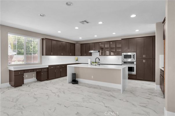 Interior, Kitchen, Marble, Recessed Lighting, Stainless Steel Appliances