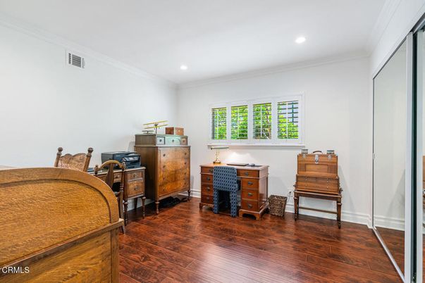 Home Office, Interior, Recessed Lighting, Wood Texture Flooring
