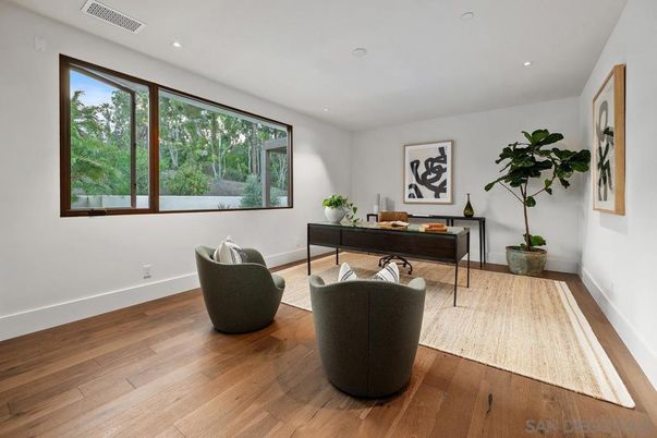 Home Office, Interior, Recessed Lighting, Wood Texture Flooring