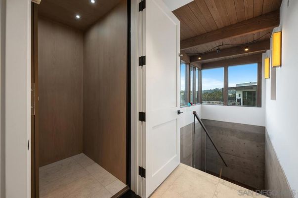 Elevator, Interior, Recessed Lighting, Wooden Ceilings, Wooden Walls